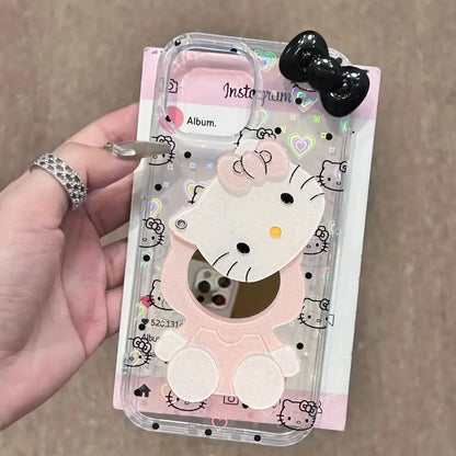 Hello Kitty Black Dot Line KT Phone Case For iPhone