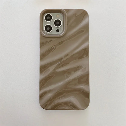 Luxury Solid Color Fold Wrinkle Wavy Phone Case For iPhone