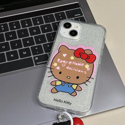 Funny Hello Kitty Bow Big Head Strap Phone Case For iPhone