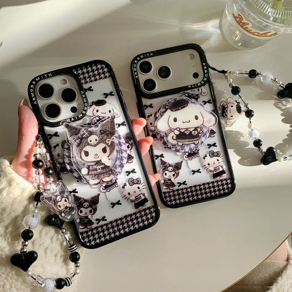 Magnetic Holder Wireless Charge Sanrio Hello Kitty Kuromi Melody Phone Case For iPhone