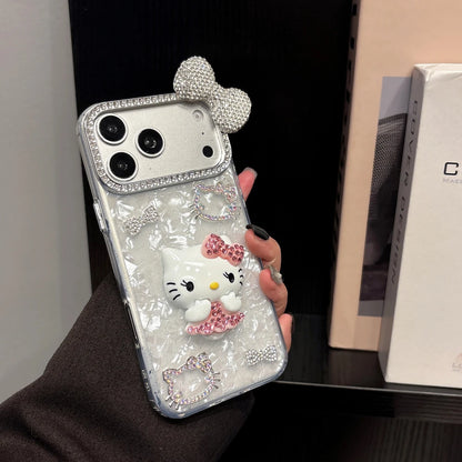 Cute Cartoon Sanrio Hello Kitty Bling Glitter Diamond Phone Case For iPhone
