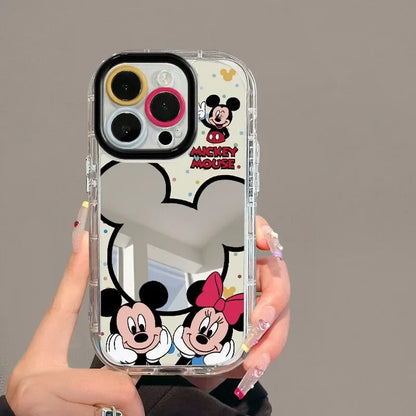 Cartoon Mickey Minnie Couple Mirror Creative Cute Phone Case For iPhone