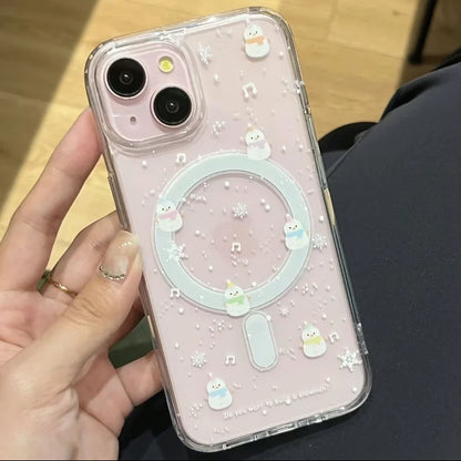 Cute Little Snowman Magsafe Magnetic Phone Case For iPhone