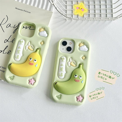 Phone Case 3D Funny Banana Cartoon Cute Soft Silicone Cover
