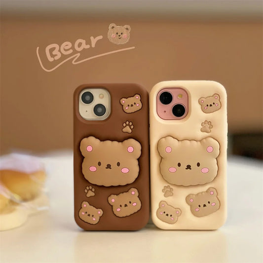 Cartoon Cute Bear Holder Phone Case
