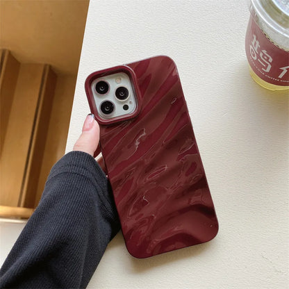 Luxury Solid Color Fold Wrinkle Wavy Phone Case For iPhone