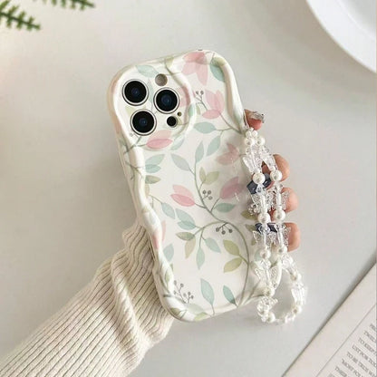 Cute Flowers Pattern Cream Wavyedge Phone Case For iPhone