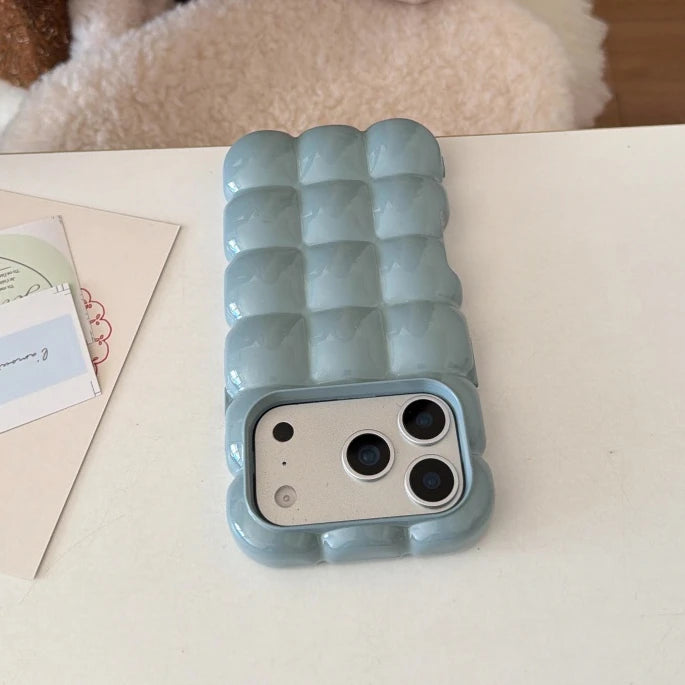 Cartoon Lattice 3D Block Plating Case  For iPhone