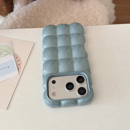 Cartoon Lattice 3D Block Plating Case  For iPhone