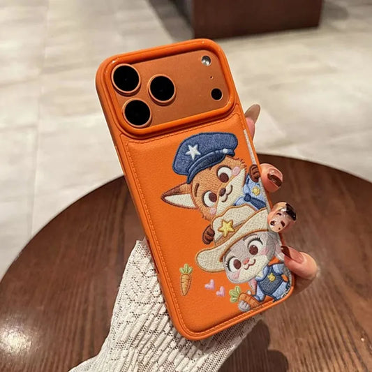 Anime Zootopia 2 Nick Judy Imitation Embroidery Skin Striae Suitable For iPhone