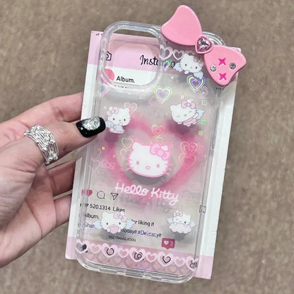 Hello Kitty Bow Full Screen Angel Phone Case For iPhone