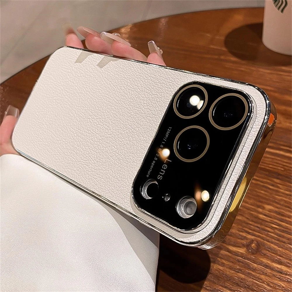 Original Litchi Leather Texture Phone Case For iPhone