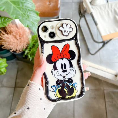 Cute Mickey Minnie Push Window Phone Case Compatible With iPhone