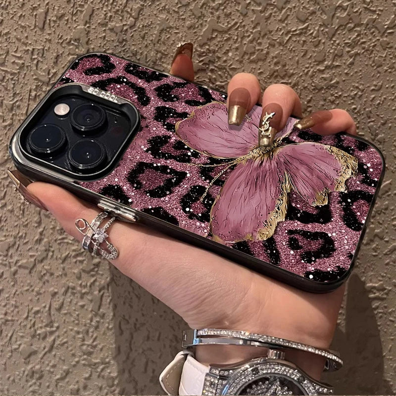 Butterfly Leopard Phone Case For iPhone