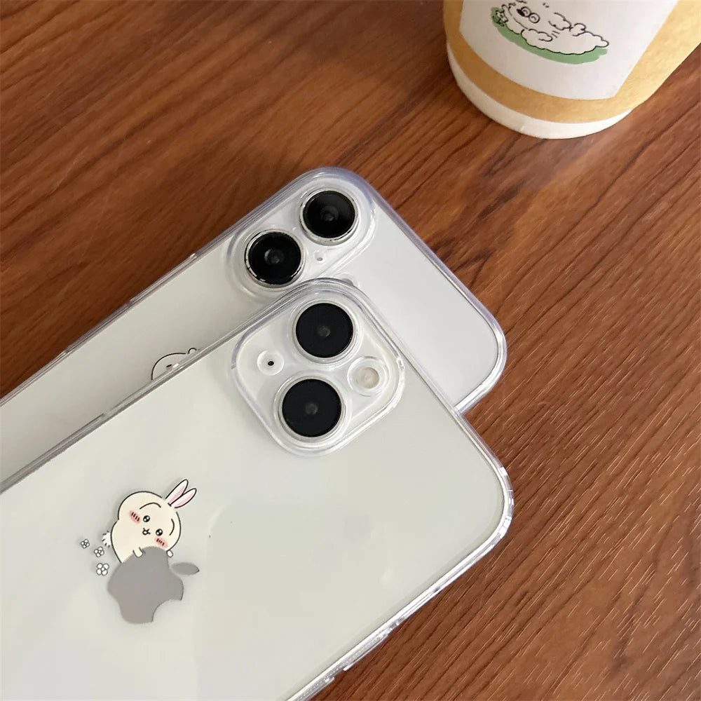Sanrio usagi chiikawa Hug Apple Clear Phone Case For iPhone