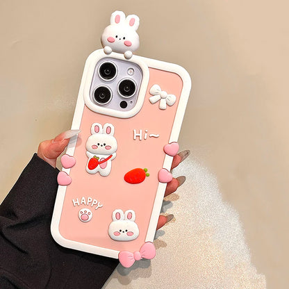 Cartoon Cute Pink Rabbit Soft Silicone Phone Case
