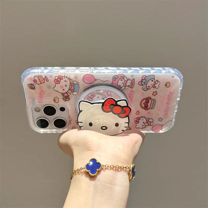 Kawaii Sweet Cake Hellokitty Glitter Magnetic Phone Case For iPhone