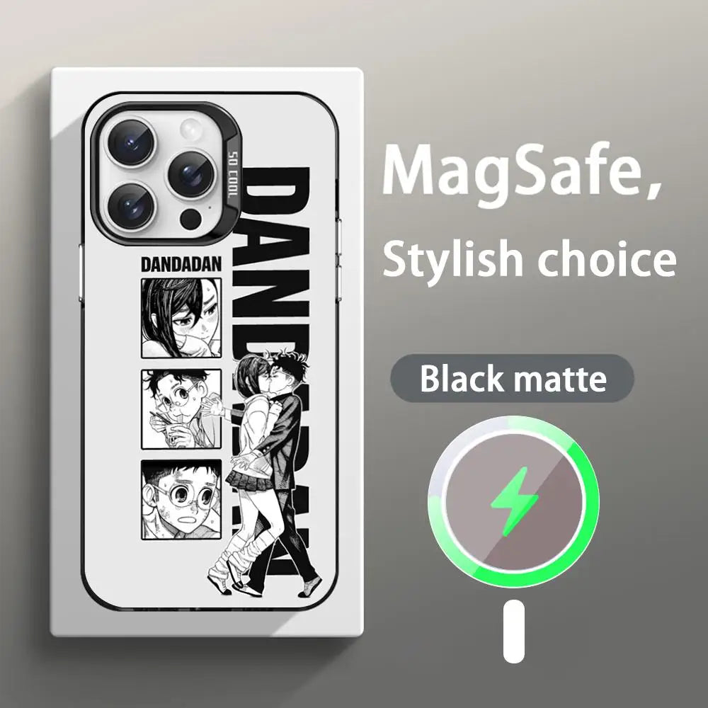 Hot Anime Dandadan Pattern Design Phone Case Magnetic IMD Colorful Silver Case For iPhone