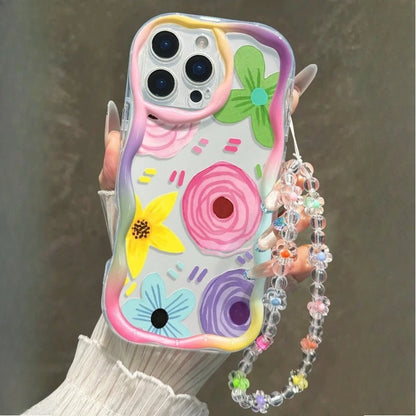 Colorful Diverse Flowers Pattern Wavy-Edge Phone Case For iPhone