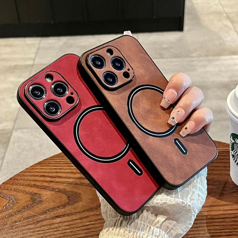 Luxury Wireless Charging Magnetic Cortex Phone Case