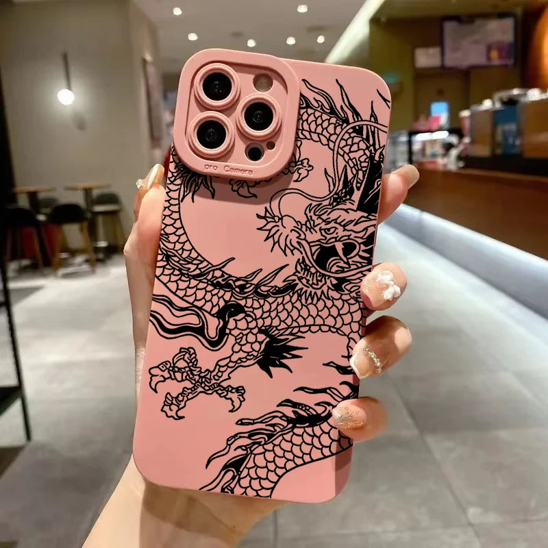 Black Chinese Dragon Silicone Phone Case For iPhone