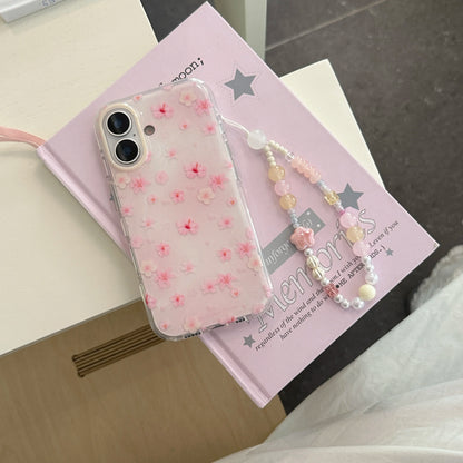 Adorable & Sweet Pink Cherry Blossom Prints with Beaded Chain Lovely Phone Case