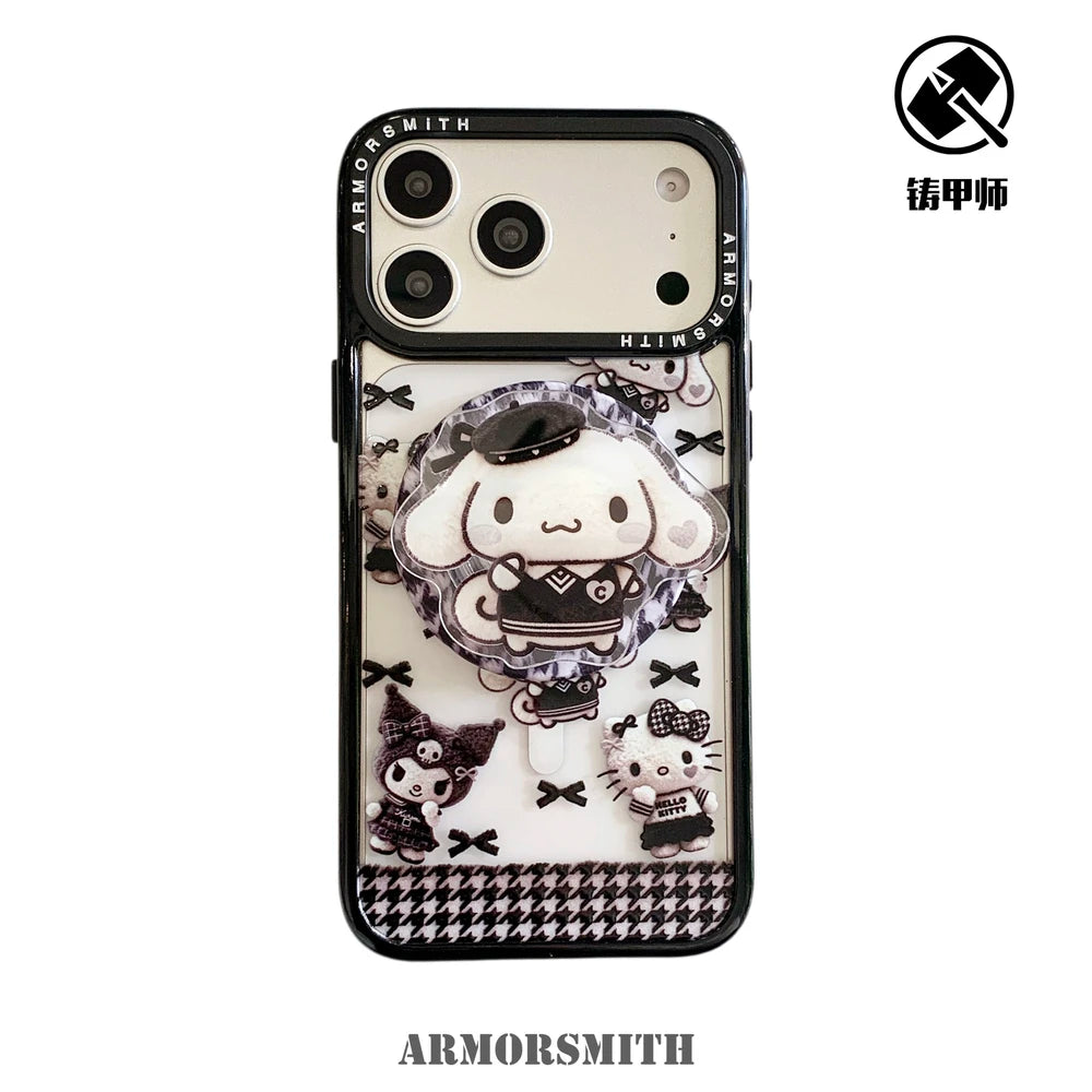 Magnetic Holder Wireless Charge Sanrio Hello Kitty Kuromi Melody Phone Case For iPhone