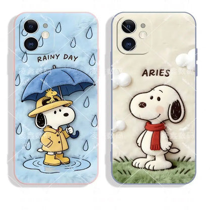 Cute Cartoon Anime Lucky Snoopy TPU All Covered Soft Phone Case Anti-drop For iPhone