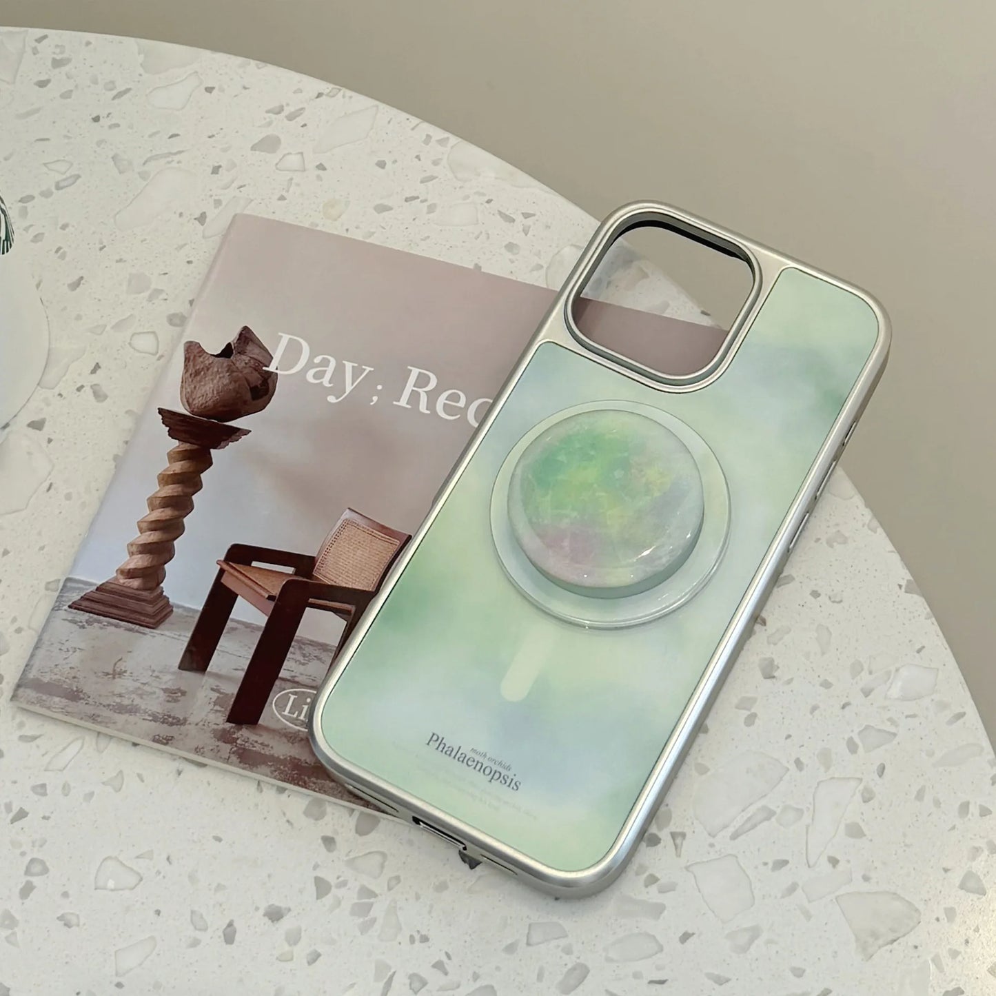 Fashion Gradient Green Marble Pattern Electroplated Phone Case For iPhone