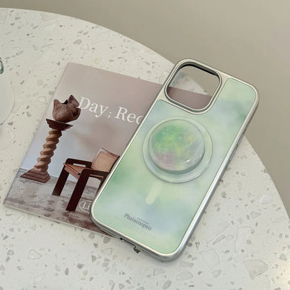 Fashion Gradient Green Marble Pattern Electroplated Phone Case For iPhone