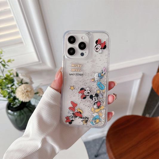Liquid Glitter Cute Like Gift Anime For Minnie Full-Wrap Shockproof Case Trendy Cartoon For iPhone