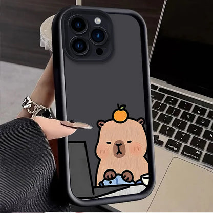Moonlit Night Healing Cartoon Capybara Case For iPhone