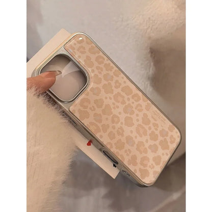 InsYellow Leopard Pattern Light Luxury  Silver Edge TPU Anti-Drop Phone Case For iPhone