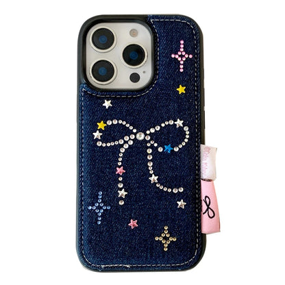 Cute Diamond Bow Denim Phone Case