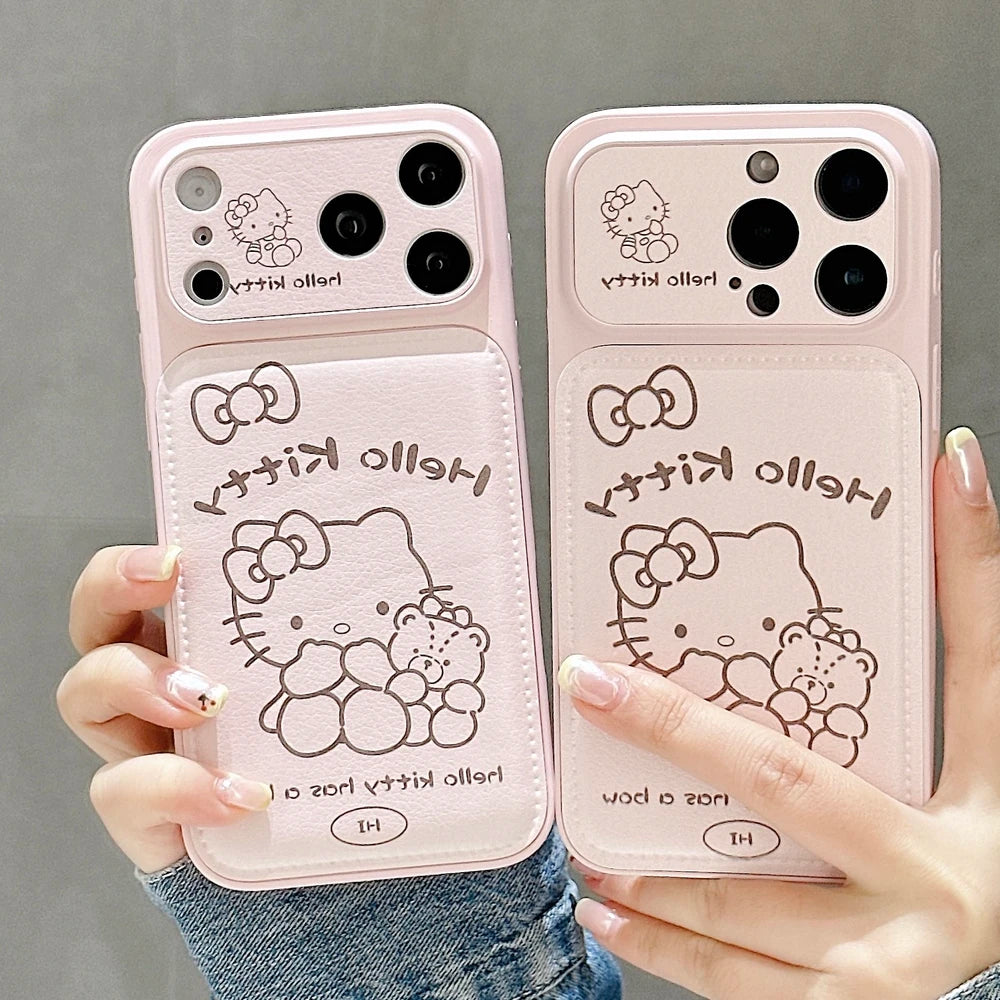 Cute Cartoon Sanrio Hello Kittty Painted Leather Phone Case For iPhone