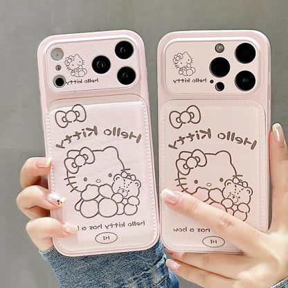 Cute Cartoon Sanrio Hello Kittty Painted Leather Phone Case For iPhone