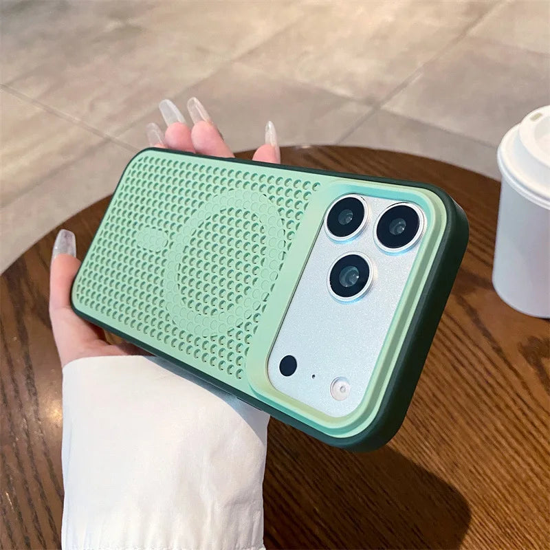 Luxury Solid Colors Heat Dissipation Mesh Phone Case For iPhone