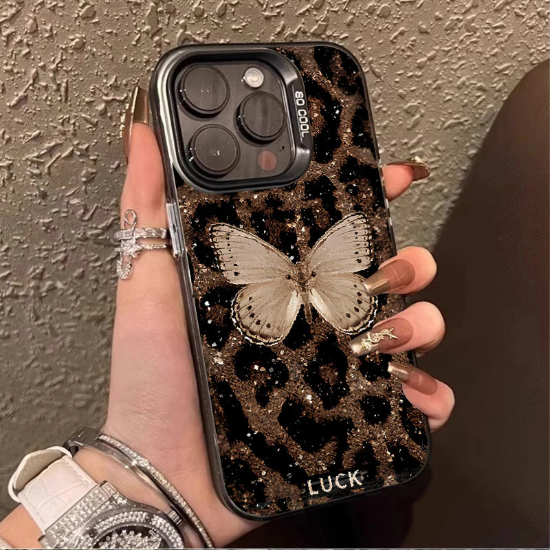 Butterfly Leopard Phone Case For iPhone