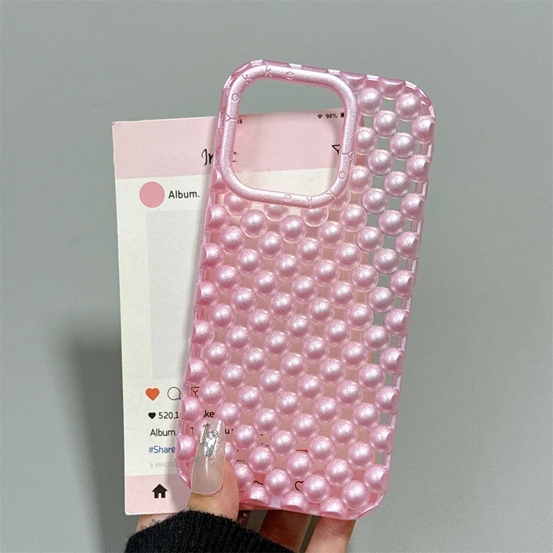 Fashion Macaron Color Pearl Beads Phone Case