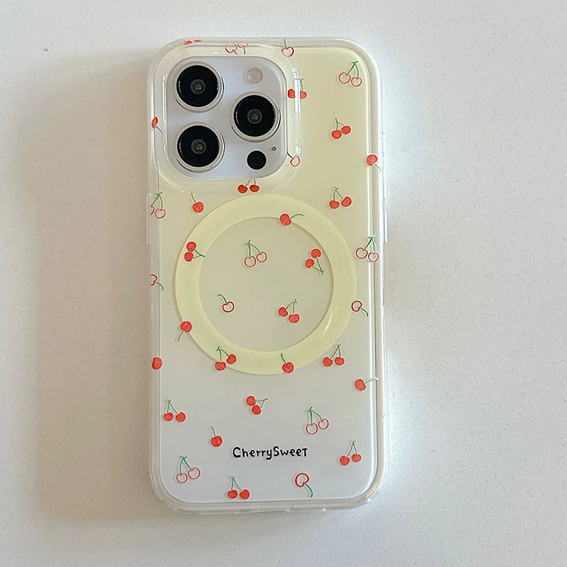 Cute Cherry Magnetic Stand Holder Phone Case