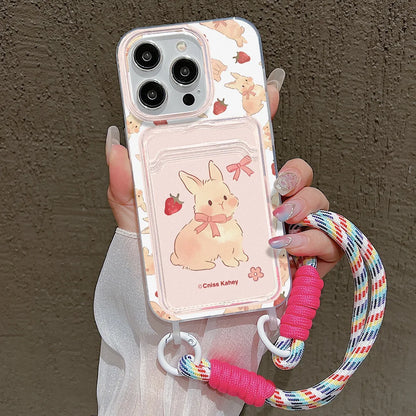 Cute Rabbit Card Slot Bag Holder Phone Case For iPhone