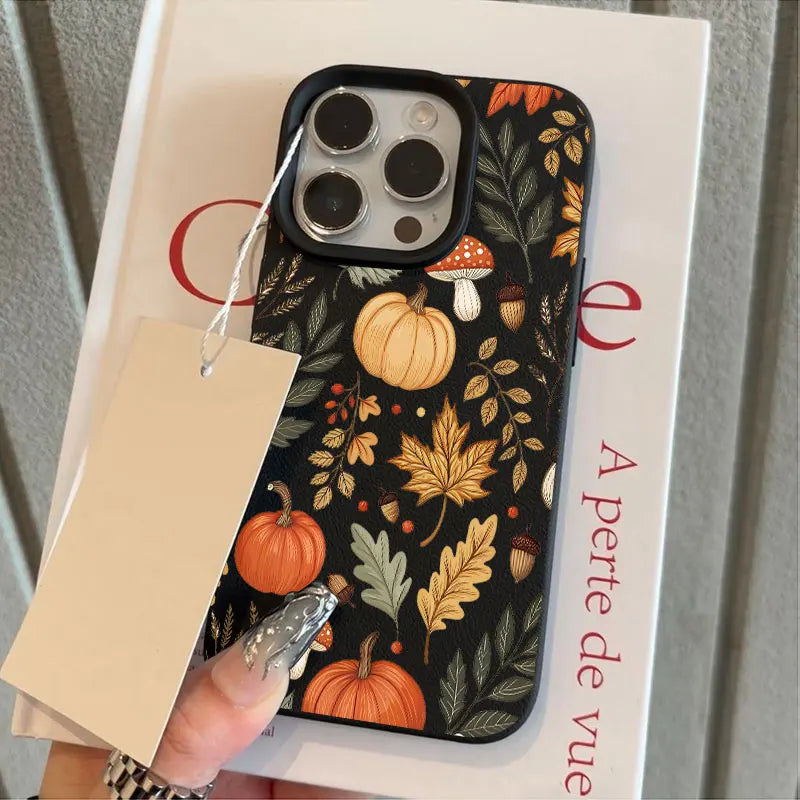 Vintage Fall Maple Leaf Pumpkin Phone Case For iPhone