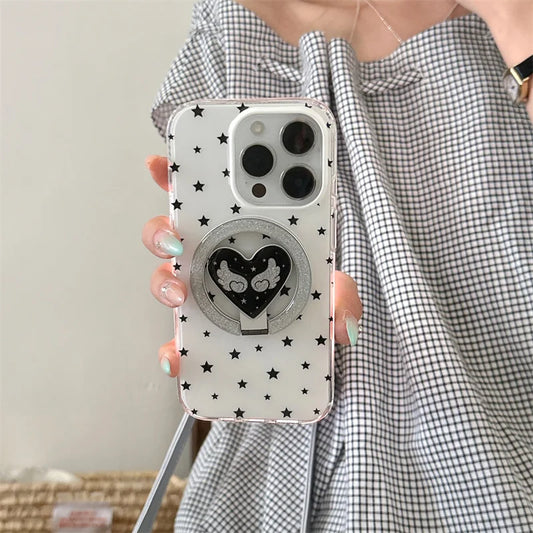 Cute Wing Heart Magnetic Phone Case