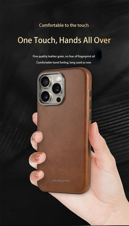 Luxury Ultra Thin Slim Leather For Magsafe Phone Case For iPhone
