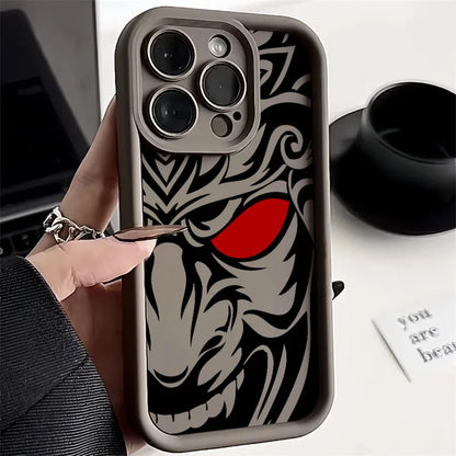 Japanese Art Samurai Ghost Head Silicone Case For iPhone