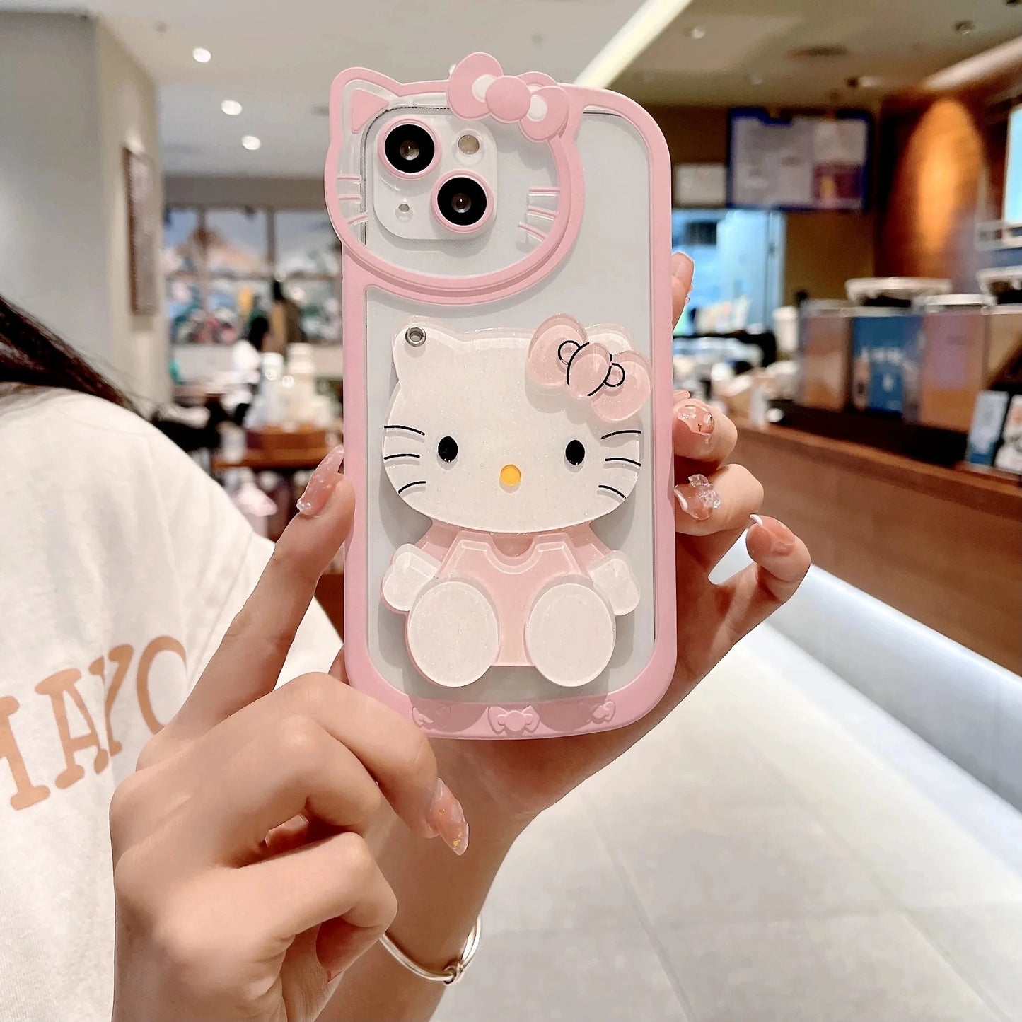 Hello Kitty Kawaii Head Mirror Phone Case For iPhone