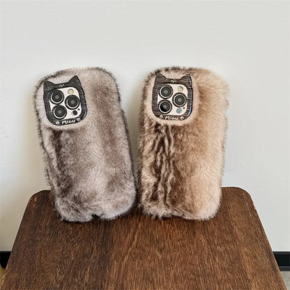 Luxury Personality Gradient Furry Plush Warm Phone Case For iPhone