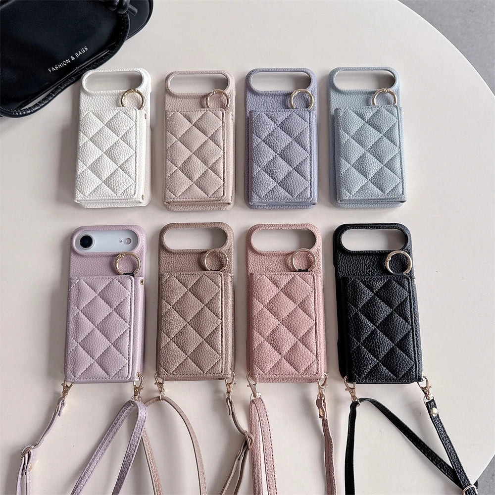 Crossbody Lanyard Card Slot Holder Case For iPhone