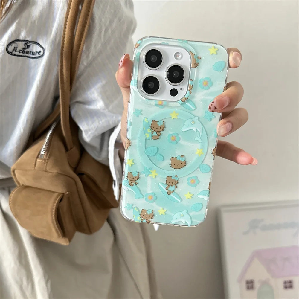 New Surf Dolphin Hello Kitty Luxury Stylish Cute Phone Case