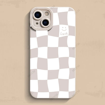 White Grid Phone Case For iPhone